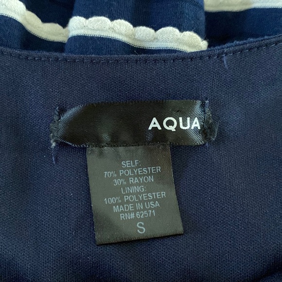 AQUA Bloomingdales Blue Dress with White Scallop Lace Stripes💙🤍💙 - Picture 3 of 8